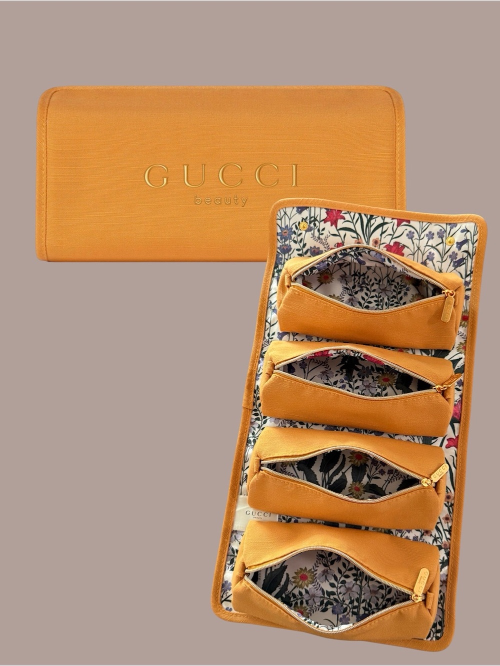 Orange Gucci Beauty (Gucci Flora) Compact Cosmetic-Makeup Organizer Bag